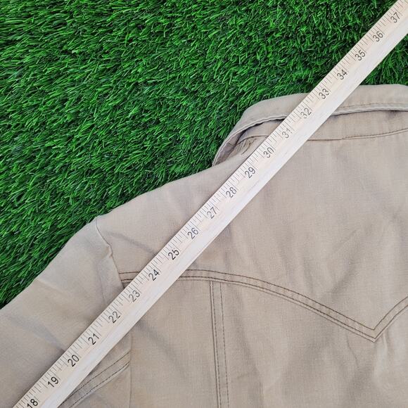 Vintage 60s Lee Snap Button Shirt XL 24x29 Khaki Brown USA - Picture 6 of 14